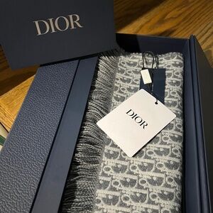 Dior Gray and White Men's Scarf